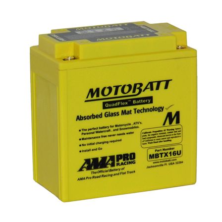 MBTX16U Motorcycle 12v QUADFLEX AGM BATTERY