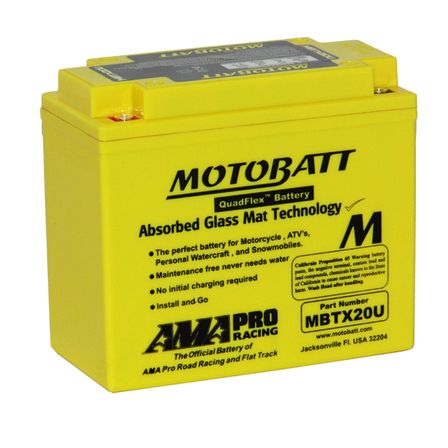 MBTX20U Motorcycle 12v QUADFLEX AGM BATTERY