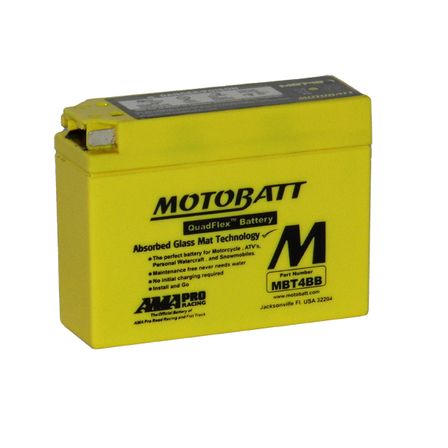 MBT4BB Motorcycle 12v QUADFLEX AGM BATTERY