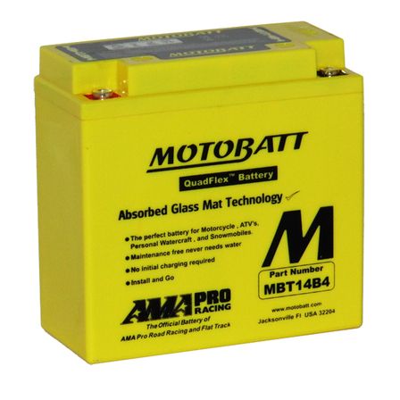 MBT14B4 Motorcycle 12v QUADFLEX AGM BATTERY