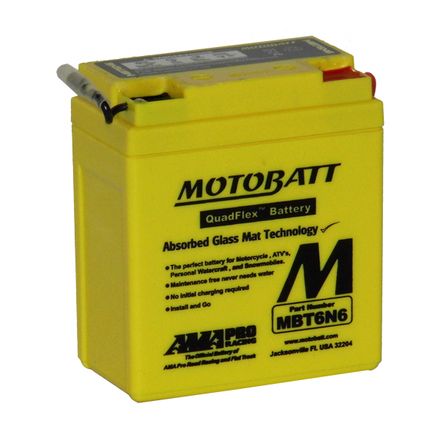 MBT6N6 Motorcycle 6v QUADFLEX AGM BATTERY