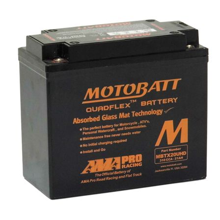 MBTX20UHD Motorcycle 12v QUADFLEX AGM BATTERY -black